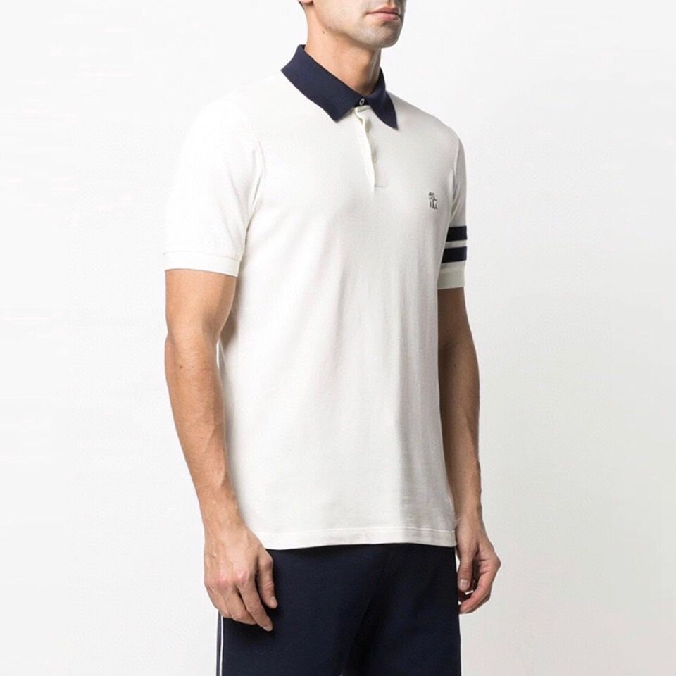 Men' cotton brunello cucinelli minimalist two-bar webbing business casual loose short-sleeved lapel Polo shirt, White
Men' cotton brunello cucinelli minimalist two-bar webbing business casual loose short-sleeved lapel Polo shirt, White