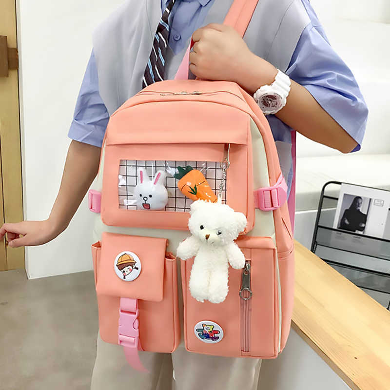 Fashion Women Backpack Kawaii School Bag Mochila Cute Bookbag for Teenager Girls Waterproof Travel Backbag Rucksack 210809