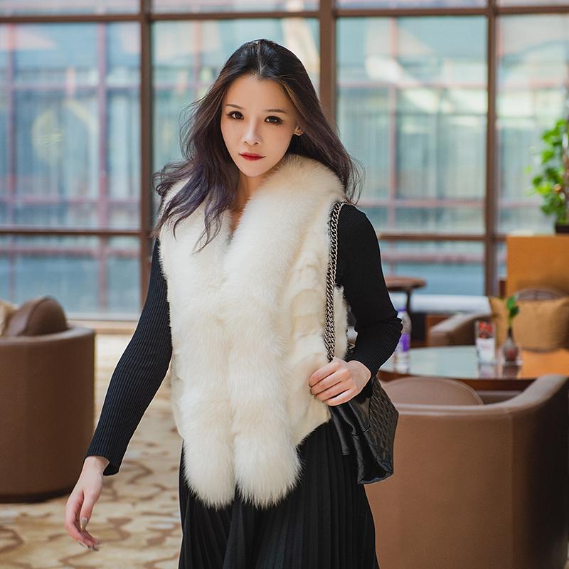 Women's Fur & Faux Mink Vest 2021, Vest, Winter Jacket, Collar, Sleeveless Herning