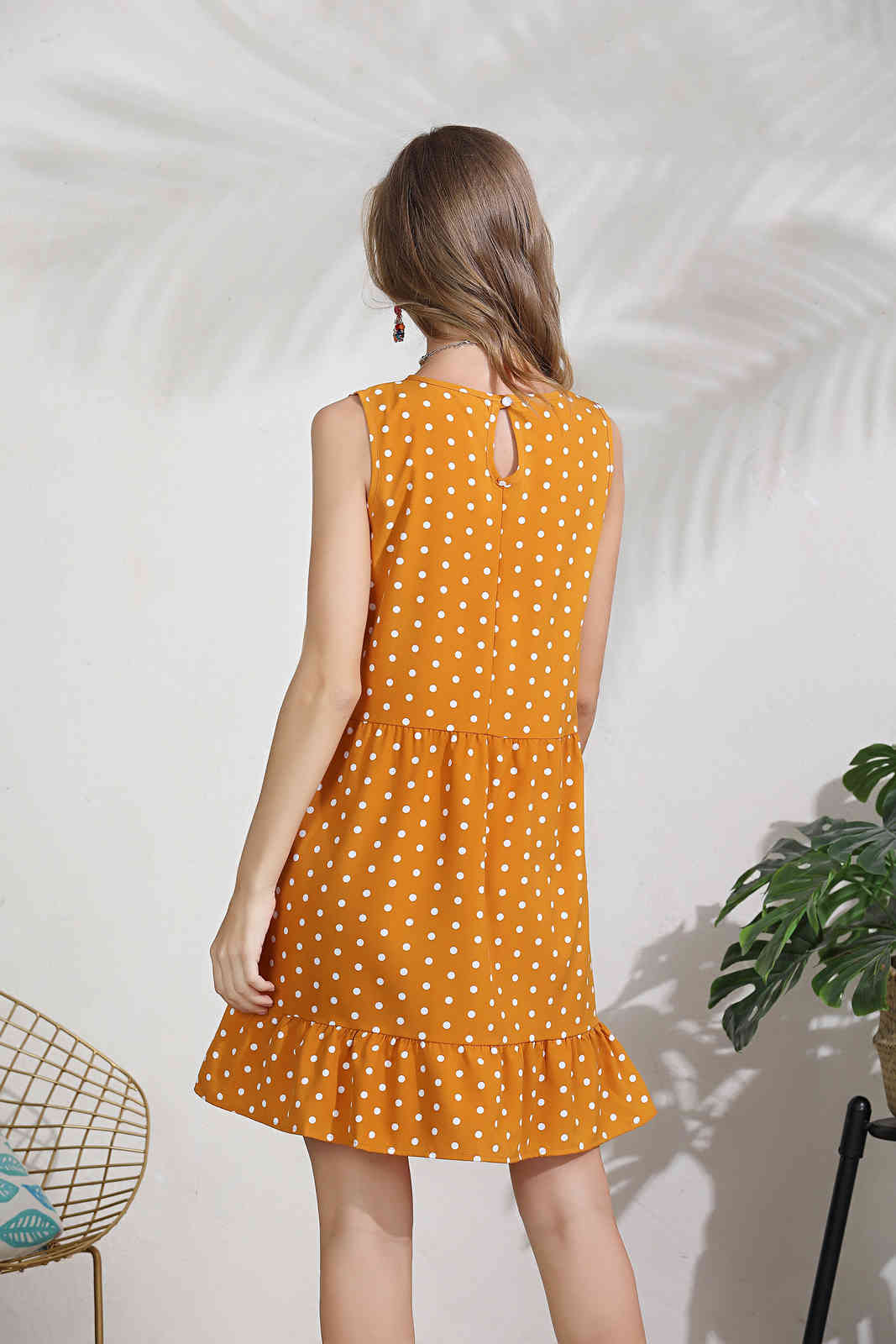 vestidos de verano women summer dress sleeveless ruffles dot elegantes 4171 50 210508