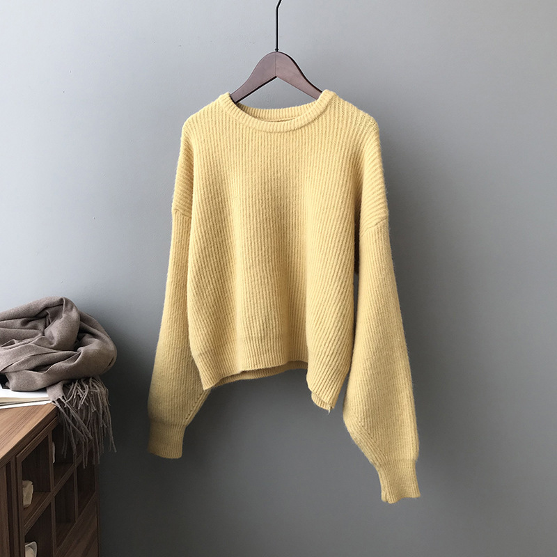 COZOK Soft Waxy Sweater Women's Autumn and Winter Korean Loose Pullover Pit Stripe T-shirt Yb003 210521