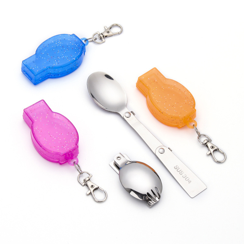 1 piece cutlery set 16 * 3.2cm collapsible stainless steel spoon fork portable camping outdoor climbing equipment