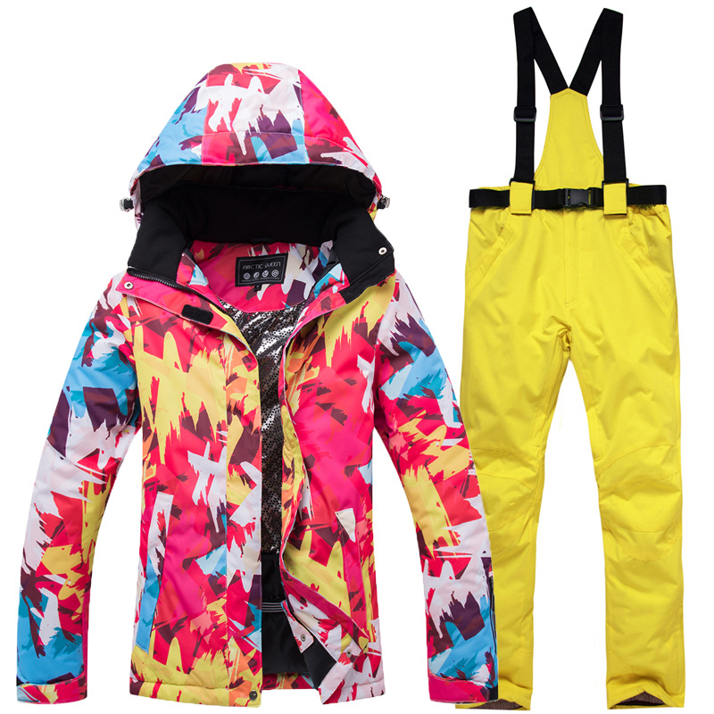 Women's Ski Jacket with Bib Pants Ski Suit Thermal Warm Waterproof Breathable Detachable Hood Snow Suit Clothing Suit for Skiing Winter Sports, Gray 
Women's Ski Jacket with Bib Pants Ski Suit Thermal Warm Waterproof Breathable Detachable Hood Snow Suit Clothing Suit for Skiing Winter Sports, Gray