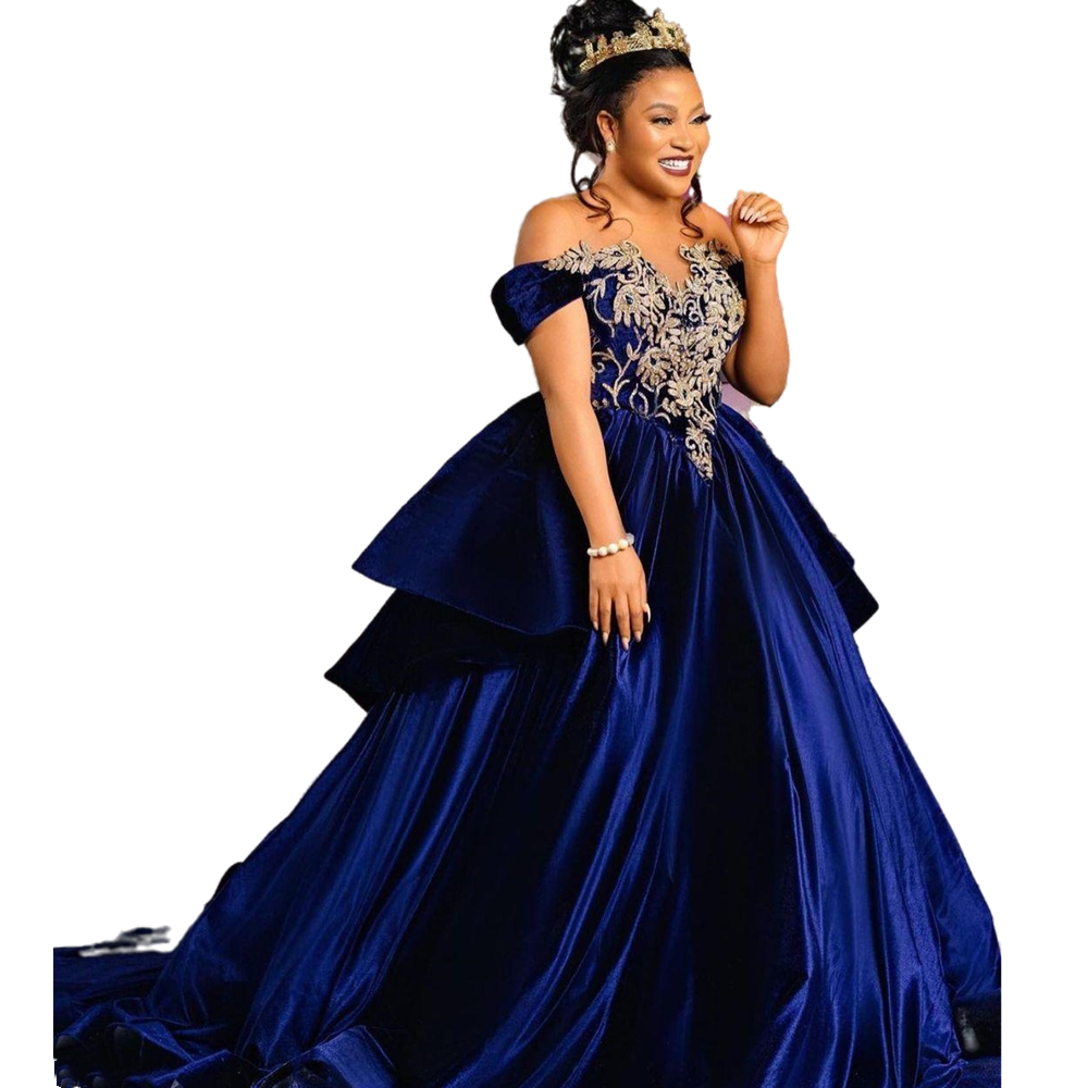 Aso Ebi 2022 Arabic Sexy Evening Dresses Lace Beaded Sheer Neck Off the Shoulder Princess Puffy Prom Dress Velvet Formal Party Second Reception Gowns