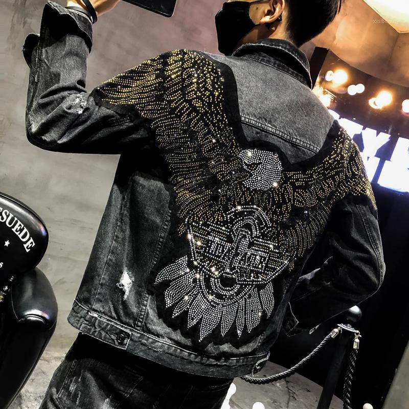 Men's Jackets 2021 Punk Style Fashion Eagle Embroidered Patch Jean Jacket Men Denim Streetwear Slim Black, Black y169
Men's Jackets 2021 Punk Style Fashion Eagle Embroidered Patch Jean Jacket Men Denim Streetwear Slim Black, Black y169