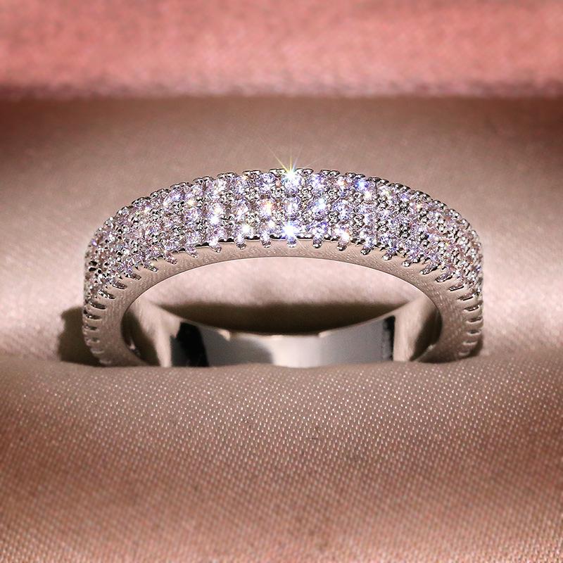 Wedding Rings For Women Simple Style 3 Rows Zircon Silver Color Princess Bride Finger Ring Gift Fashion Jewelry KBR136, Slivery;golden
Wedding Rings For Women Simple Style 3 Rows Zircon Silver Color Princess Bride Finger Ring Gift Fashion Jewelry KBR136, Slivery;golden