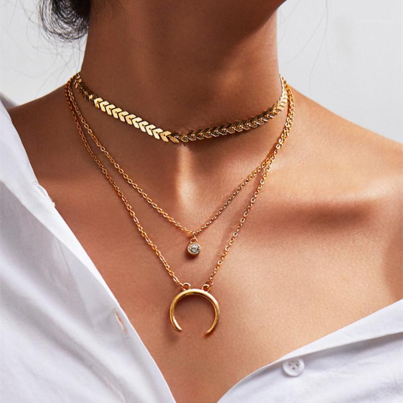 Vintage Multi Layered Necklace For Women Crystal Moon Pendant Geometric Chain Choker Collar Boho Jewelry Chains
Vintage Multi Layered Necklace For Women Crystal Moon Pendant Geometric Chain Choker Collar Boho Jewelry Chains