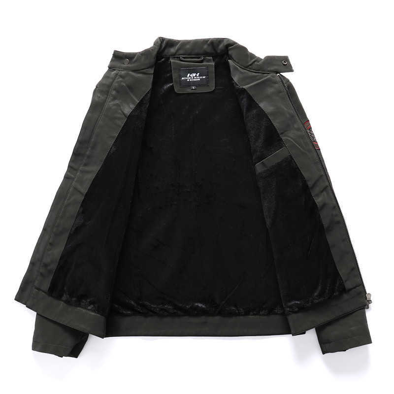 Winter Mens Bomber Jackets Casual Military Male Outwear Fleece Thick Warm Windbreaker Jacket Mens Pu Leather Baseball Coats 210818