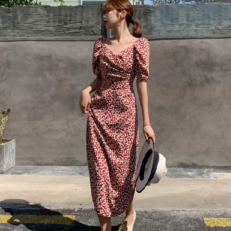 jurken zomer summer dress Elegant maxi Dress cherries Print Dresses Vestidos robe femme sukienki letnie Boho Beach Dress 210630