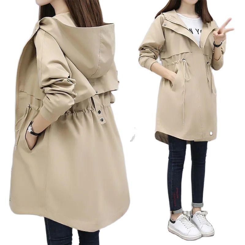 Women's Trench Coats Jacket 2021 Spring Autumn Loose Plus Size Mid-Long Hooded Drawstring Casual All-Match Ladies Windbreakers, Black
Women's Trench Coats Jacket 2021 Spring Autumn Loose Plus Size Mid-Long Hooded Drawstring Casual All-Match Ladies Windbreakers, Black