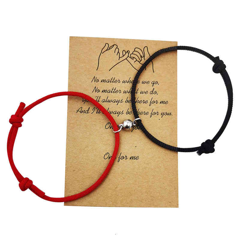 2022 Hot Magnet Bracelet Couple Handmade Adjustable Rope Matching Braslet Infinite Love Braclet Lucky Black White Brazalete Gift