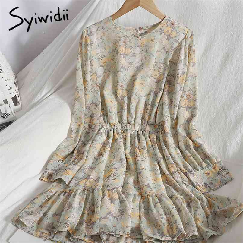 Floral Print Ruffles Spliced Elastic High Waist Dresses Women Long Sleeve O-Neck A-line Clothes Spring Fashion 210607, Yellow
Floral Print Ruffles Spliced Elastic High Waist Dresses Women Long Sleeve O-Neck A-line Clothes Spring Fashion 210607, Yellow
