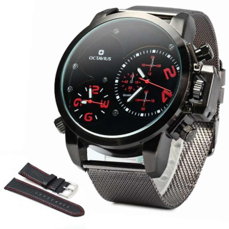 Wristwatches OCTAVIUS Double Movt Men's Quartz Watch With Net Steel Band, Silver
Wristwatches OCTAVIUS Double Movt Men's Quartz Watch With Net Steel Band, Silver
