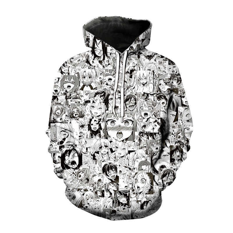 2020New Hoodies Ahegao 3D Print Hooded Sweatshirt Men Women Casual Fashion Pullover Hoodie Hentai Harajuku Anime Girl Tops Coat Y0804