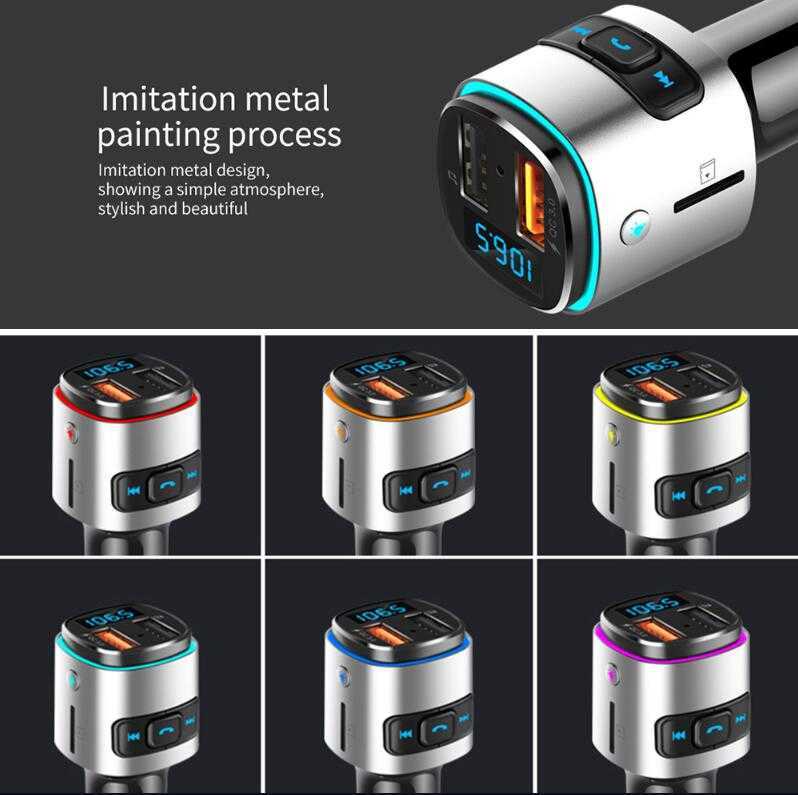 Transmitter Bluetooth Auto Wireless Car Audio Kit Handsfree FM Transfer LCD MP3 Player,Dual USB Port QC3.0 Fast Charging