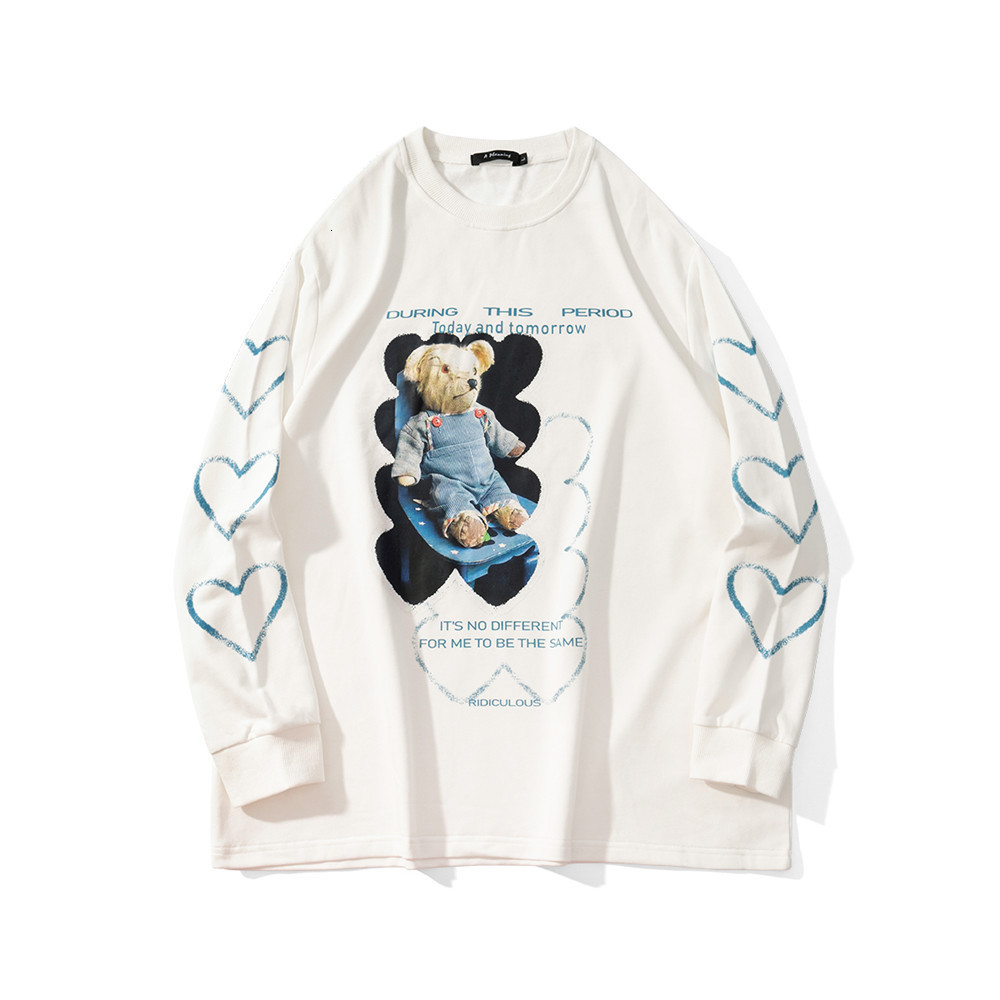 Sweatshirts Cartoon bear love printed sweater mens street trend loose round neck long sleeve lazy fashion brand Pullover Hoodie, White
Sweatshirts Cartoon bear love printed sweater mens street trend loose round neck long sleeve lazy fashion brand Pullover Hoodie, White