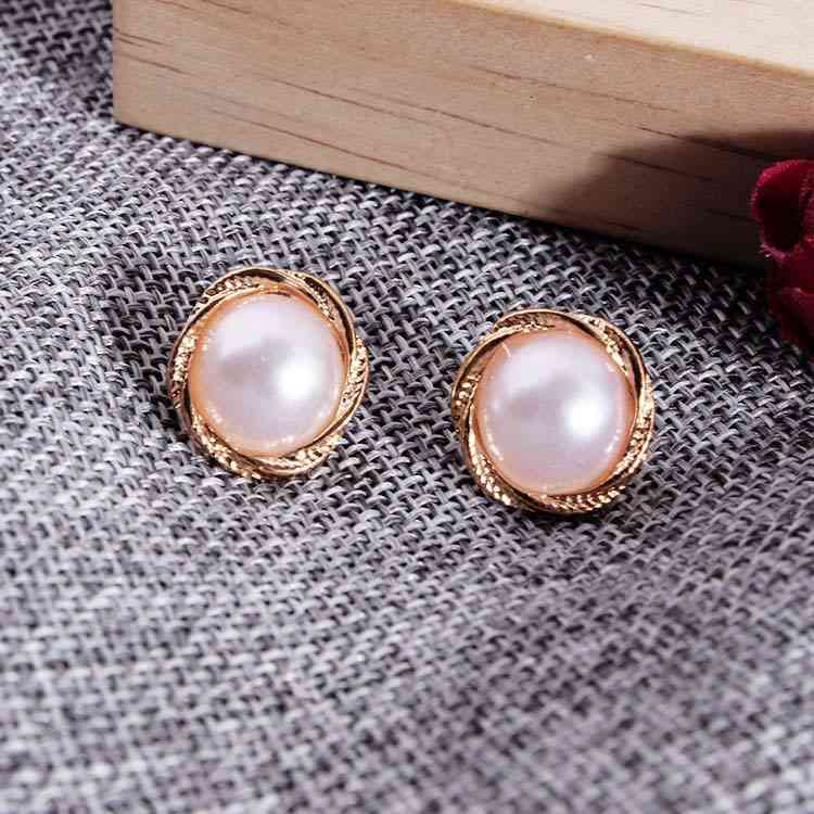Charms Ear Stud Clip Rings Diamond Inlaid Gold Pearl Set 6-piece Round Court Combination Female Accessories