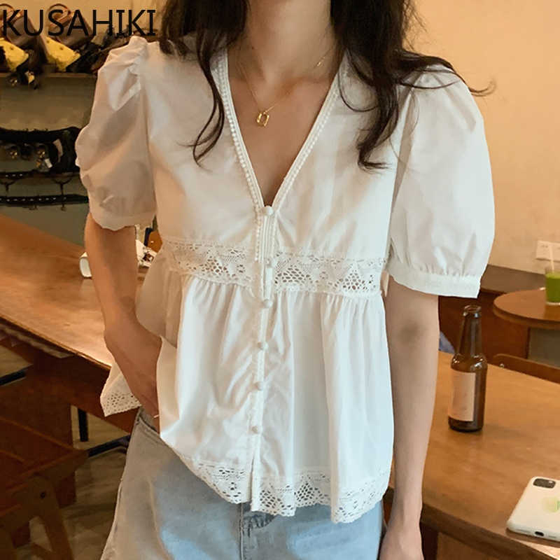 KUSAHIKI Korea Chic Hook Hollow-out Blouse Tops Causal Puff Sleeve V-neck Women Shirts Summer Sweet Short Blusas 6G924 210602, White
KUSAHIKI Korea Chic Hook Hollow-out Blouse Tops Causal Puff Sleeve V-neck Women Shirts Summer Sweet Short Blusas 6G924 210602, White