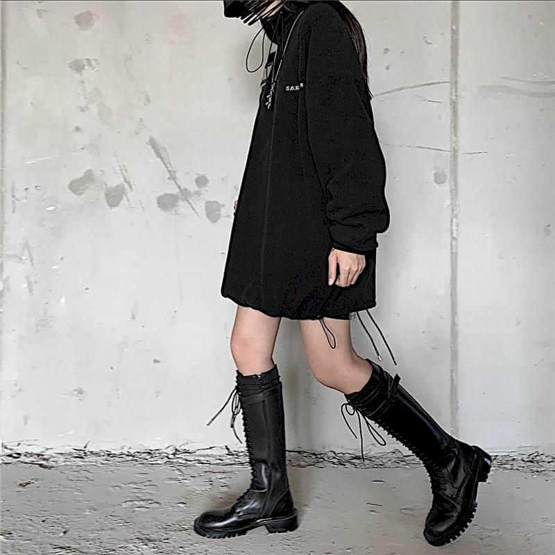 Sweatshirt jacket female autumn winter style Korean dark retro loose casual embroidery blouse polar fleece thick 210526