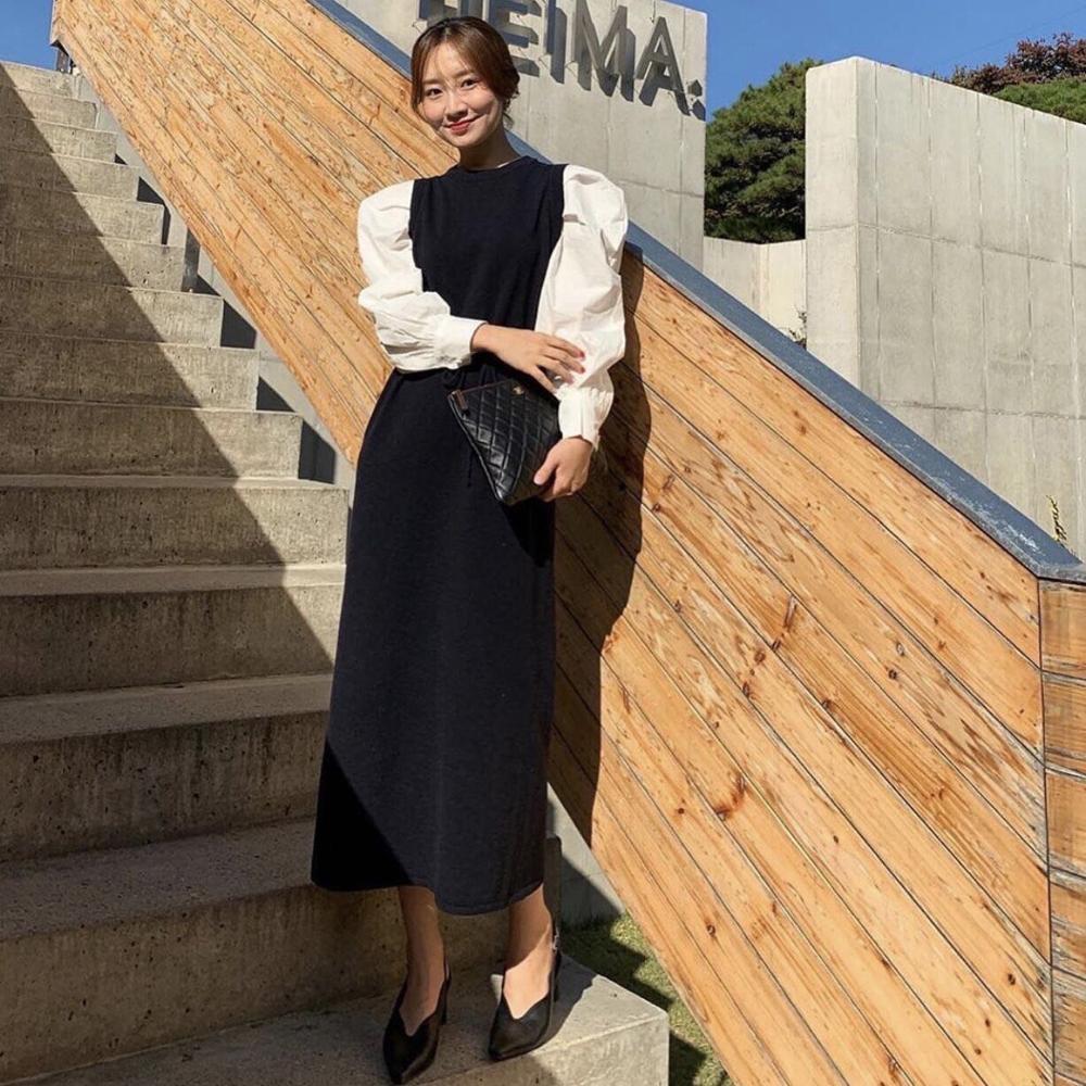 Fashion Women Bodycon Patchwork Maxi Dress Bandage Autumn Winter Chic Korean Knitted Dresses Female Slim Vestidos 210506