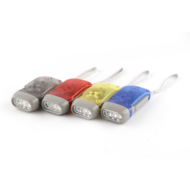 Outdoor 3 LED Hand Press Flashlight No Battery Wind Up Crank Dynamo Torch Camping Portable Flash Light