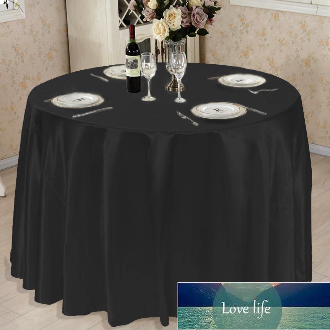1pcs Satin Tablecloth White Black Solid Color For Wedding Birthday Party Table Cover Round Table Cloth Home Decor Factory price expert design Quality 
