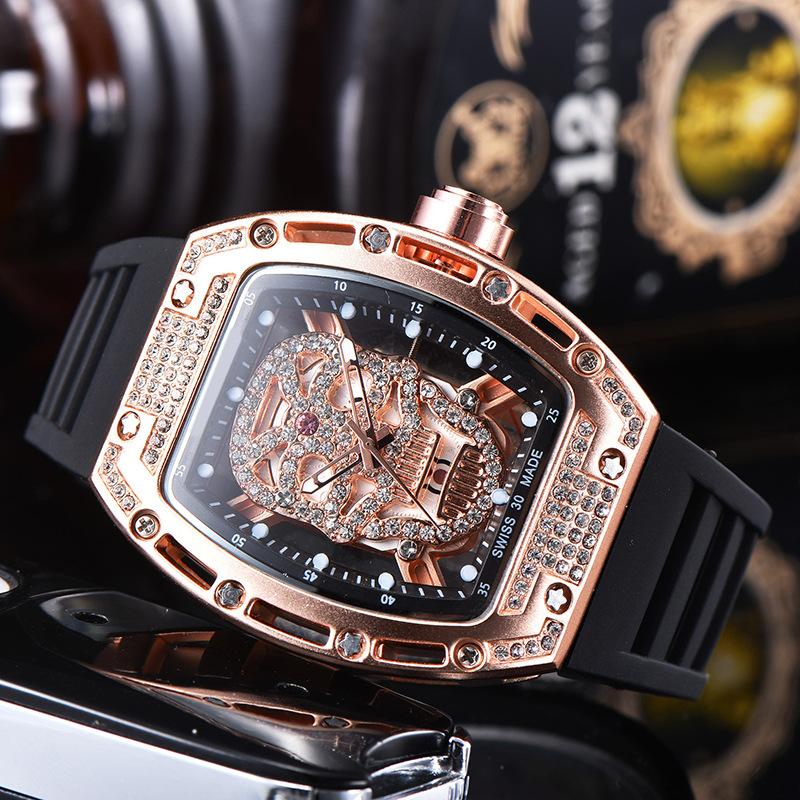 Men's Watches Male Ghost Head Inlaid Diamond Chronograph Multi-Function Silicone Strap Richard Man WristWatch Wristwatches, Slivery;brown
Men's Watches Male Ghost Head Inlaid Diamond Chronograph Multi-Function Silicone Strap Richard Man WristWatch Wristwatches, Slivery;brown