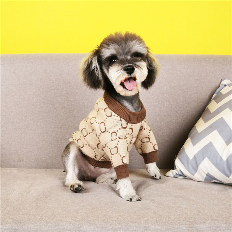 Retro Thick Letter Dog Sweater Designer Knitted Warm Plush Pet Sweaters Soft Stretch Personality Pets Clothes, As pic