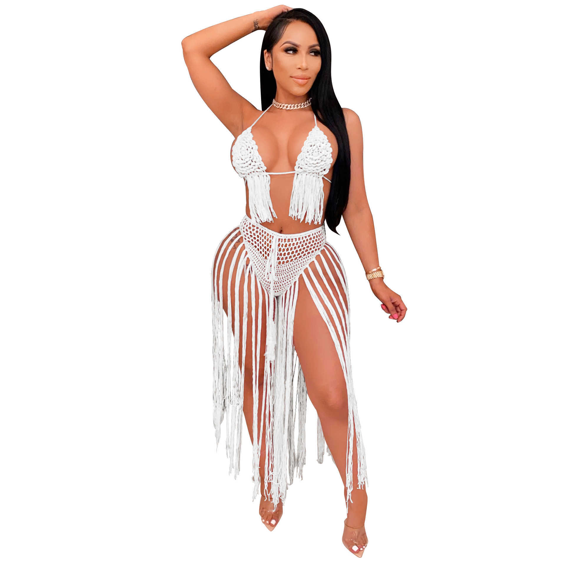 RT Sexy Women Knitted Set Two Pieces Set Backless Crop Top Tassels Brief 2 Pieces Crochet Set Hollow Out Beach Crocheted Suit X0612, White
RT Sexy Women Knitted Set Two Pieces Set Backless Crop Top Tassels Brief 2 Pieces Crochet Set Hollow Out Beach Crocheted Suit X0612, White