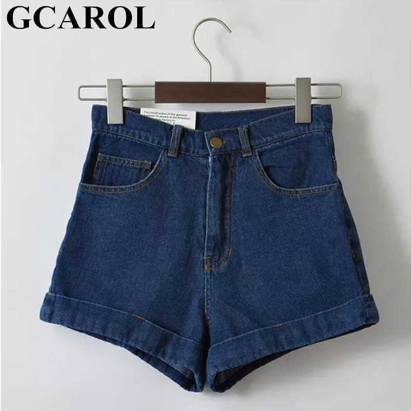 GCAROL Women Denim Shorts Vintage High Waist Cuffed Jeans Casual Street Sexy Summer Spring Classic 210714