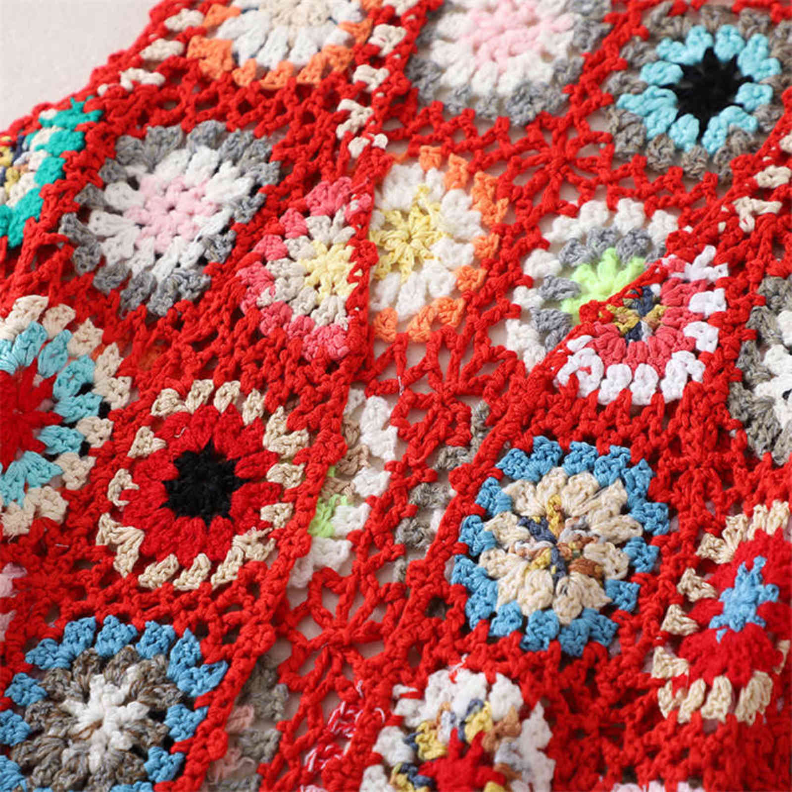 Floral Crochet Knitted Vest Women Summer Womens Retro Sleeveless Jacket Cardigan Boho Bohemian Beach Embroidery Waistcoat 211120