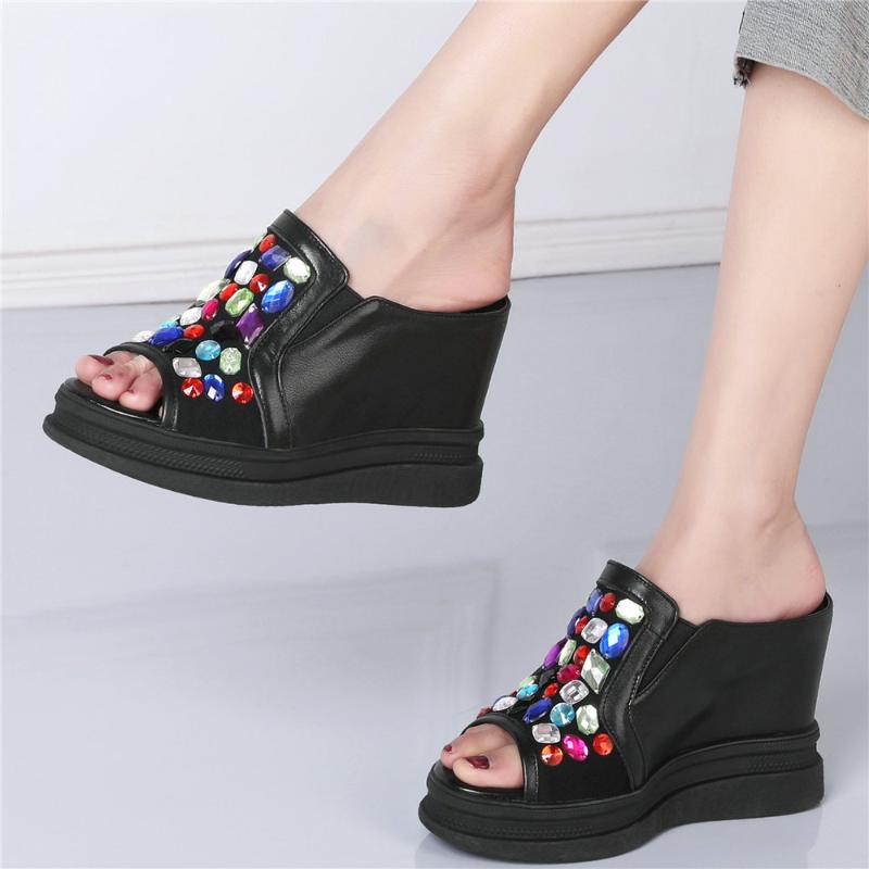Open Toe Outdoor Slides Women Genuine Leather Wedges Slippers Female High Heel Platform Pumps Shoes Round Gladiator Sandals, Black
Open Toe Outdoor Slides Women Genuine Leather Wedges Slippers Female High Heel Platform Pumps Shoes Round Gladiator Sandals, Black