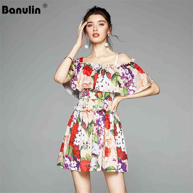 Banulin Summer Fashion Runway Floral Beach Short Dress Women's Cloak Slash Neck Cut out Off Shoulder Spaghetti Strape 210603, Yellow
Banulin Summer Fashion Runway Floral Beach Short Dress Women's Cloak Slash Neck Cut out Off Shoulder Spaghetti Strape 210603, Yellow