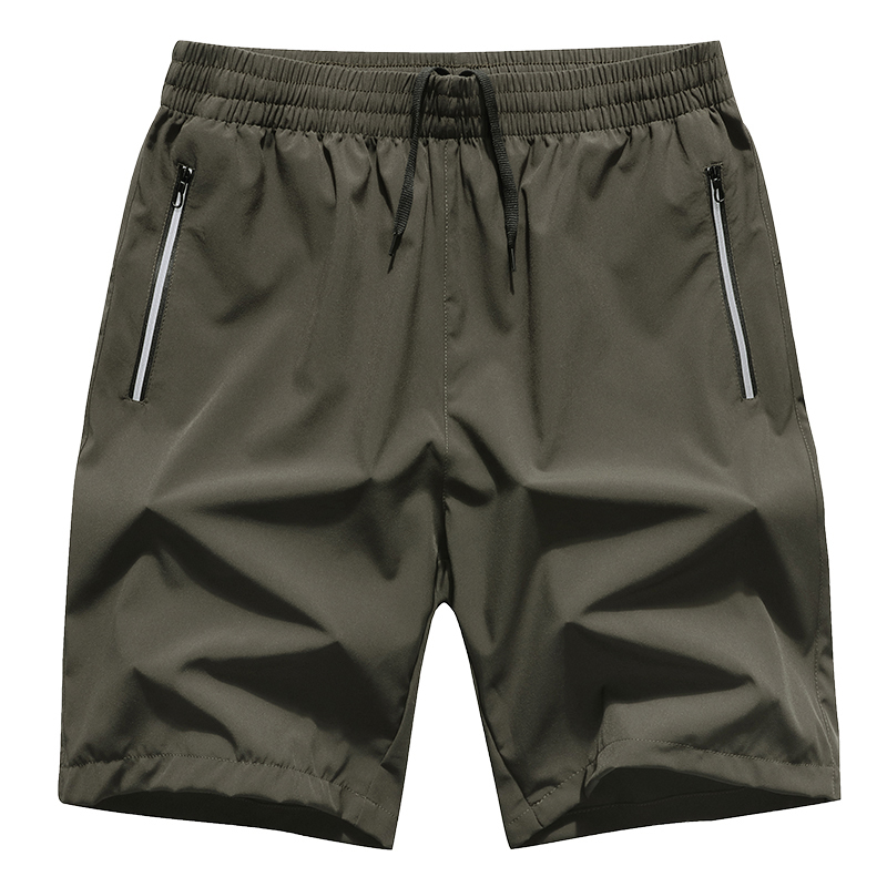 Mens Shorts Black Solid Summer Quick Dry Clothing Elastic Waist Zipper Pocket Casual Bermuda Male Plus Size Big 6XL 8XL 210518