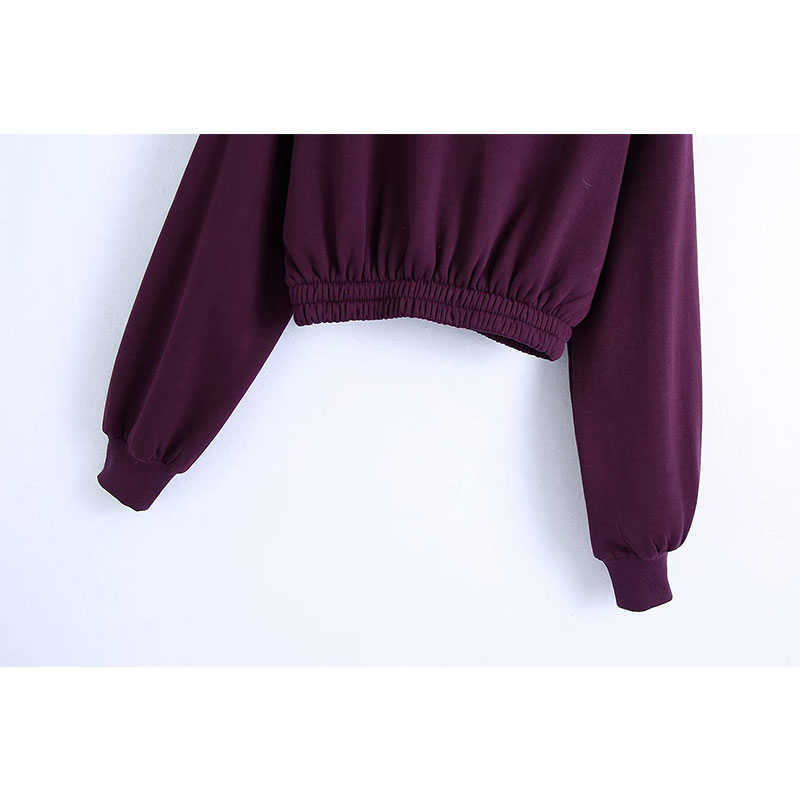 Sweatshirt Women Casual Solid Hooded Sweatershirts Ladies Long Sleeve Hem Elastic Short Hoodies Brand Chic Tops 210628