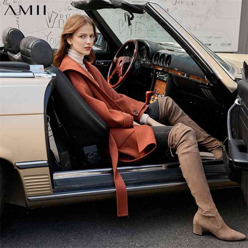 Amie French sheep hair double-sided coat winter with belted hooded all-wool Double Woolen Coat 11940580 210527