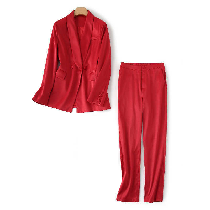 Plus size women's high-quality suit s autumn and winter shiny ladies jacket Casual trousers Two-piece 210527
Plus size women's high-quality suit s autumn and winter shiny ladies jacket Casual trousers Two-piece 210527