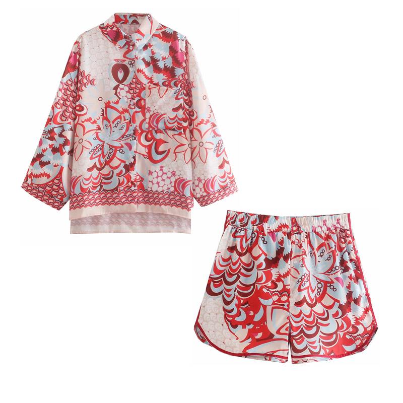 Women's Two Piece Pants Women Summer's Suits Blouse Shirt + Wide Leg High Waist Fashion Female Srousers Sets 2 Pieces Loose Clothing