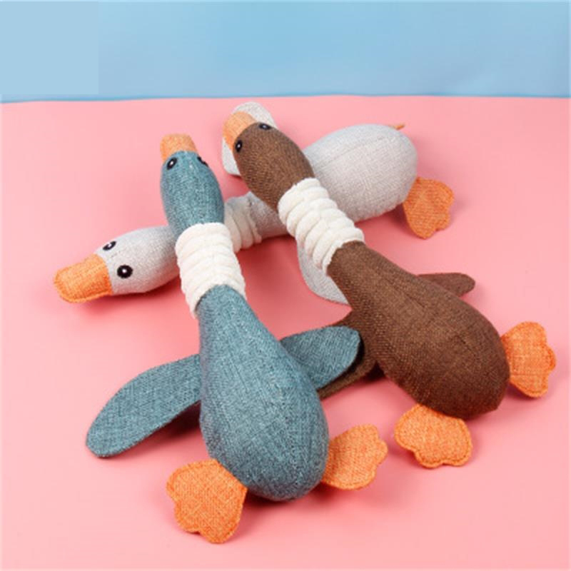 Lovely Cat Dog Toys Cat Puppy Pet Chew Toy Animals Squirrel Plush Cartoon Bite Linen Cloth Wild Goose Squeak Toy