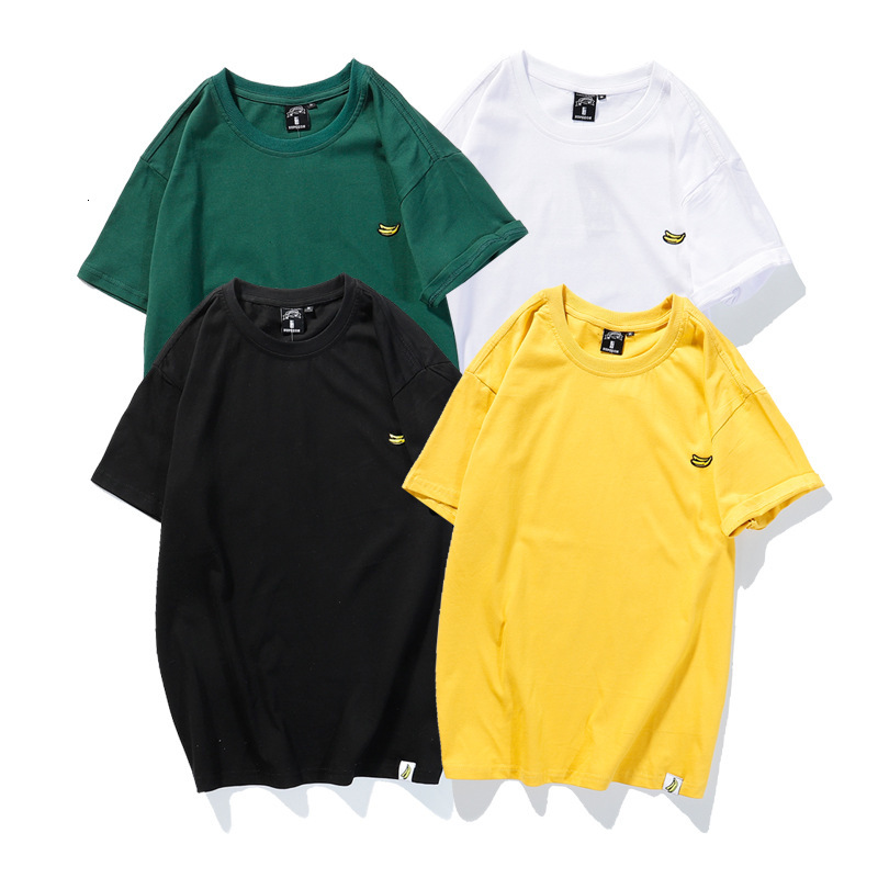 t shirt summer banana embroidery short sleeve korean fashion men's leisure sports loose size versatile half, White;black
t shirt summer banana embroidery short sleeve korean fashion men's leisure sports loose size versatile half, White;black