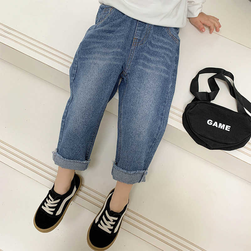 Baby Boys Jeans Spring Back Ripped Loose For Fashion Kids Children Casual All-match Denim Pants 210615