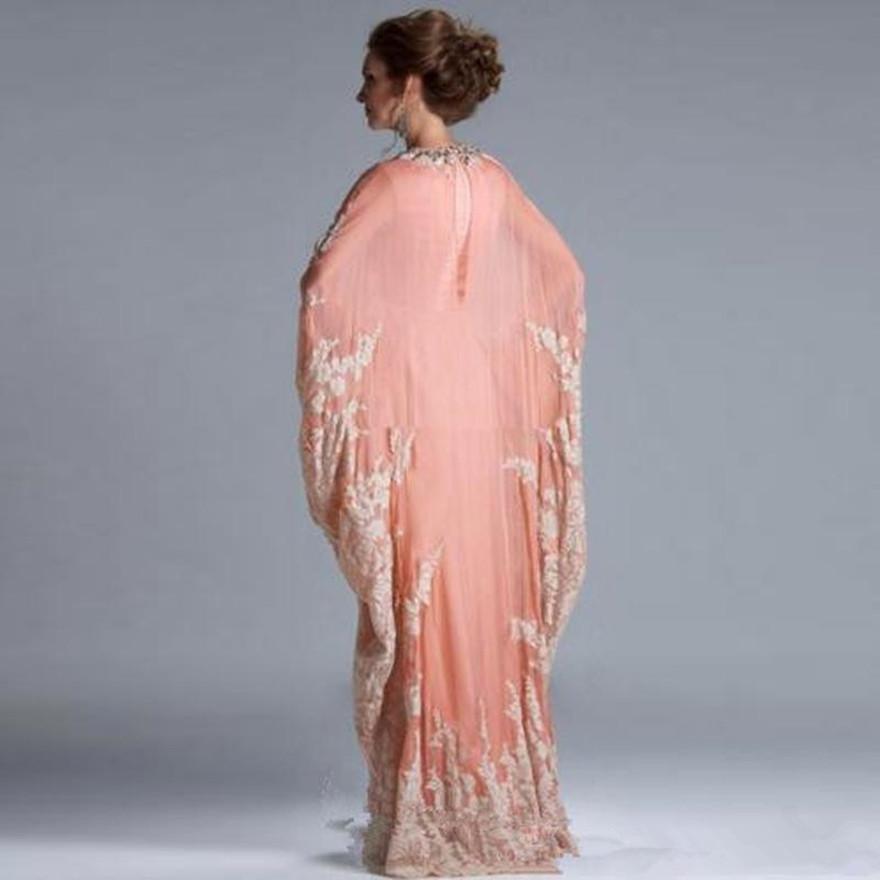 Gorgeous Kaftan Abaya Arabic Evening Dresses Lace Appliques Chiffon Long Prom Gowns Dubai Muslim Formal Wear