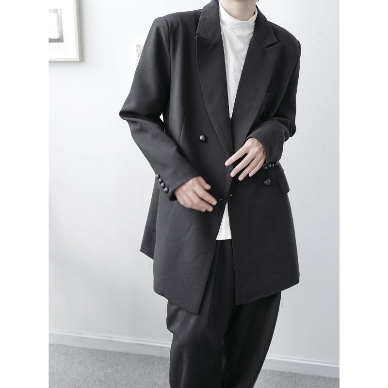 IEFB /men's wear spring loose casual double-breasted small suit coat Korean style niche long sleeve blazers male 9Y4051 210524