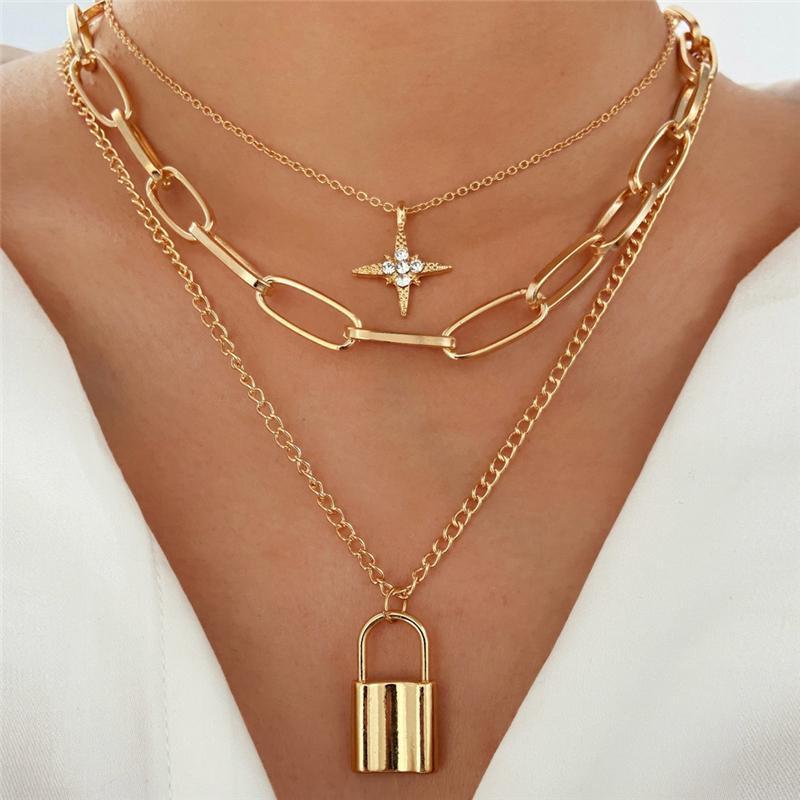 Chains 2022 Collier Chain Necklace Multilayer Crystal Star Lock Pendant For Women Choker Trend Fashion Jewelry Collar, Silver
Chains 2022 Collier Chain Necklace Multilayer Crystal Star Lock Pendant For Women Choker Trend Fashion Jewelry Collar, Silver