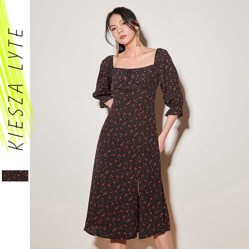 Floral Dress Women' French Elegant Square Collar Ruffles Lantern Sleeve Slit Dresses Summer Female Beach Midi Vestidos 210608, Black
Floral Dress Women' French Elegant Square Collar Ruffles Lantern Sleeve Slit Dresses Summer Female Beach Midi Vestidos 210608, Black