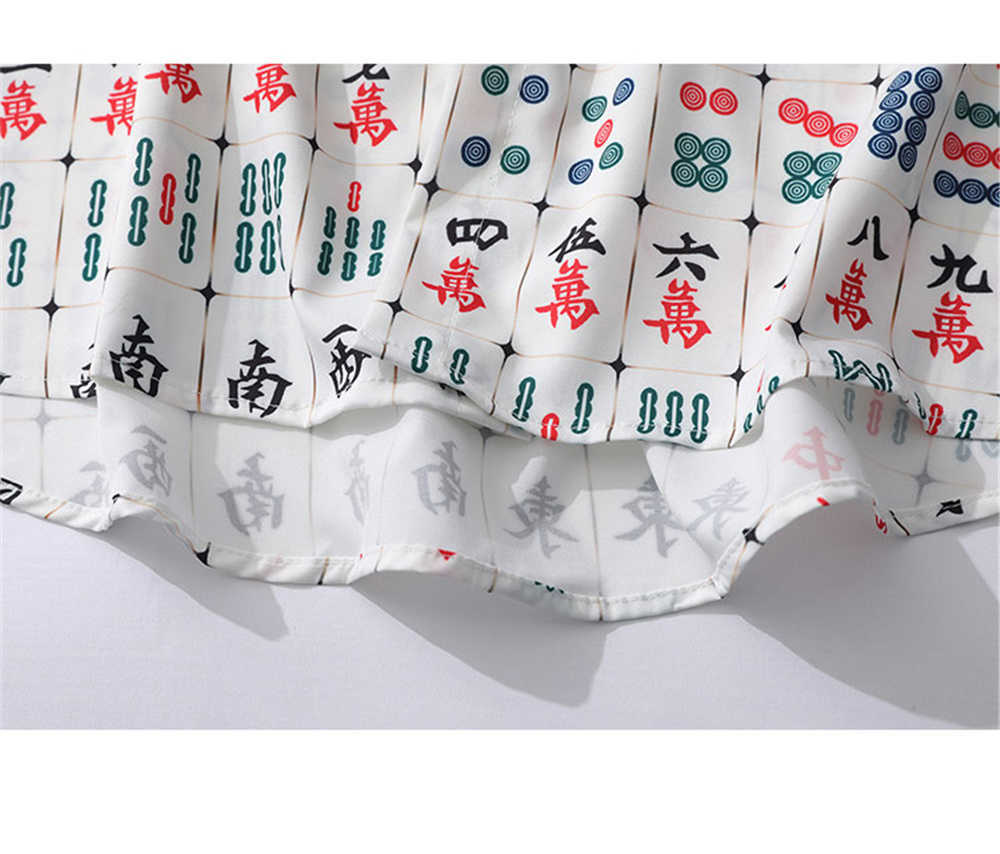 Fashion Men's Short Sleeve Shirts Funny Chinses Mahjong Print Streetwear Single-breasted Harujuku Shirts for Men Tops 210601