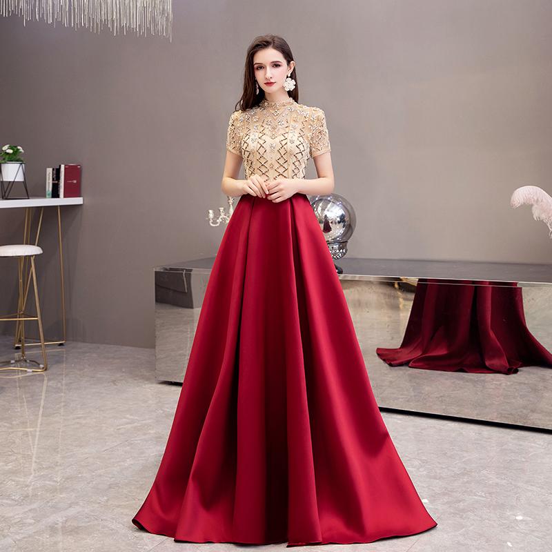 Party Dresses Wine Red Evening With High Neck Elegant Satin Long Prom Gowns Sheer Back Beaded Wedding Guest Dress, Burgundy
Party Dresses Wine Red Evening With High Neck Elegant Satin Long Prom Gowns Sheer Back Beaded Wedding Guest Dress, Burgundy