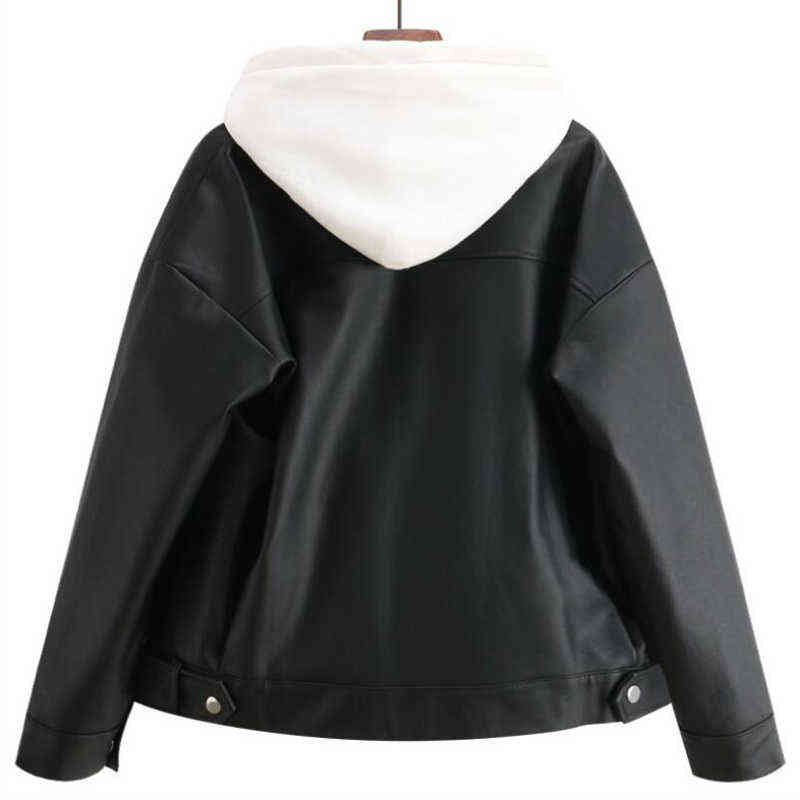 Arrival Women Autumn Winter Leather Jacket Oversized Boyfriend Korean Style Female Faux Coat Outwear Black Bike Jacket 211130