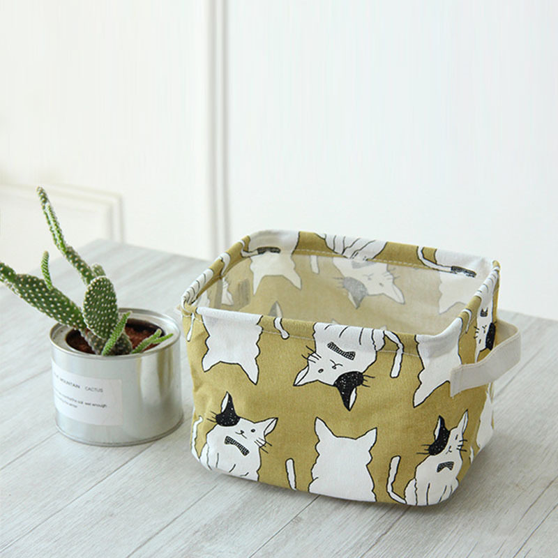 Canvas Home Accessories Desktop Toys Makeup Organizer Coin Storege Bag 20*14*16cm Fabric Storage Basket Sundries Box