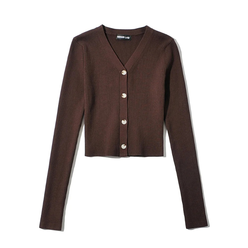 Nomikuma Spring New Cropped Cardigan Korean Long Sleeve V-neck Knitwear Coat Sexy Slim High Waist Short Crop Sweater 6G586 210427